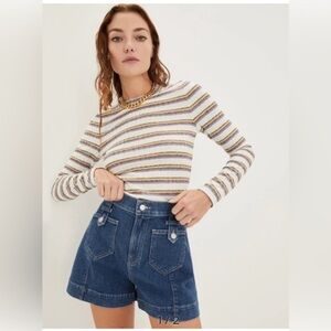 Veronica Beard L Iredell stripe knit top lightweight